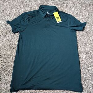 All In Motion Moisture Wicking Jersey Polo No Roll Collar Mens Small Teal Green